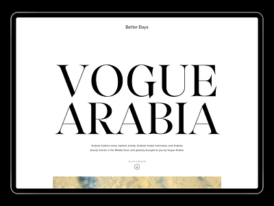 Vogue Arabia — Desktop Website art direction artdirection editorial editorial design fashion layout layout design layout exploration minimal minimalism minimalist photograhy photography website type typography ui ux website