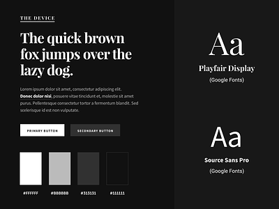 The Device black branding color palette colors design ideas inspiration minimal type typeface typography ui web website
