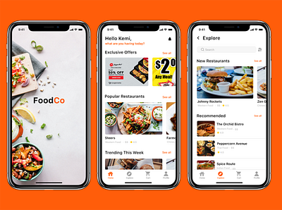 Foodco - A food delivery app app branding design minimal typography ui ux