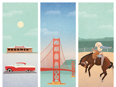 This American Life chevy cowboy diner geek out geeks golden gate bridge illustration maps road trip rodeo travel trip