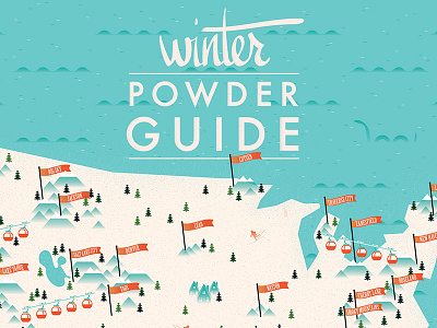 Winter Powder Guide guide illustration lift maps pine road trip ski snow travel winter