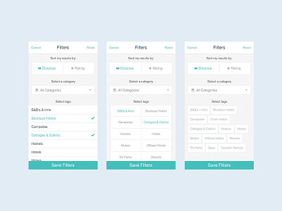 Filters categories discovery filters flat map road trip search travel ui ux