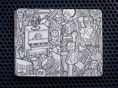 #MoleskineDaily_48 band doodle illustration jazz mic moleskine music piano sketchbook