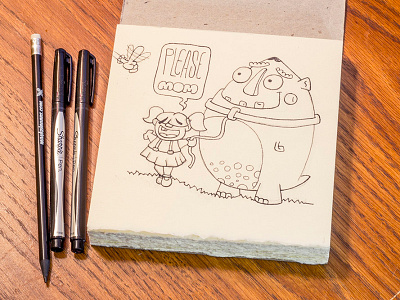 My Adorable Monster drawing girl ink monster sketchbook