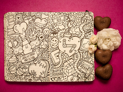 #Moleskinedaily_41 chocolat doodle flower heart illustration love moleskine personal project rose valentines day