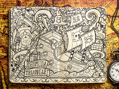 #MoleskineDaily_43 bermuda boat doodle illustration map moleskine pirate sea triangle