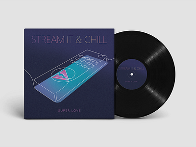 Stream It & Chill by Super Love album artwork album cover design illustration one line