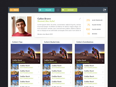 User profiles! layout profile roadtrippers ui user web