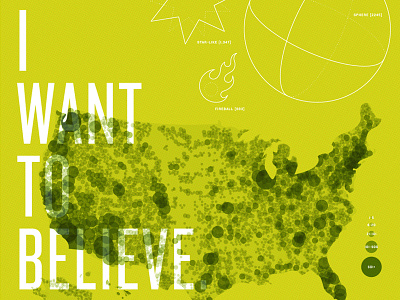 I Want To Believe aliens density map green heat map infographic map typography ufo x files