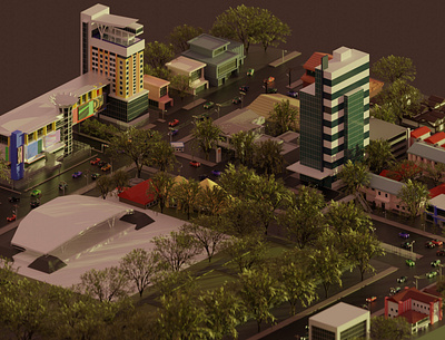 Makassar City 3d 3d art 3drender 3drendering blender blender 3d blender3d blender3dart blendercycles building city indonesia indonesia designer isometric isometric design isometric illustration makassar sunrise sunset