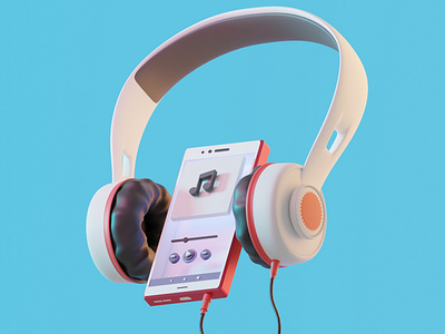 Music is Everything 3d 3d art 3d artist 3drender 3drendering blender blender 3d blender3d blender3dart blendercycles blue headphone indonesia designer lowpoly lowpolyart music phone