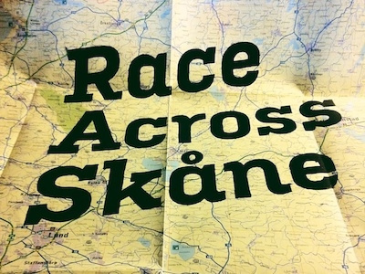 Race Across Skåne Poster cartography handpainted map kulturista paint pen suitcase suitcase type foundry topography typography