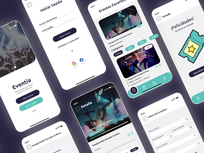 EVENTIA DESIGN UX/UI aplicacion mobile aplicación app design mobile ui mobile ui design mobile ux prototype ui ux