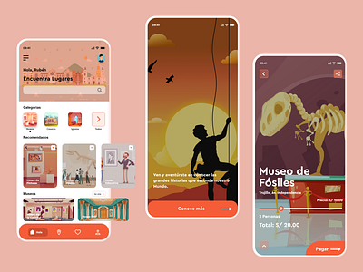 App Turismo, Ilustraciones aplicacion mobile aplicación app design mobile ui mobile ux prototype typography ui ux