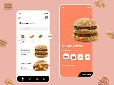 Burger Fast Food aplicacion mobile aplicación branding design illustration mobile ui mobile ux prototype ui ux