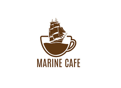 Marine Cafe Logo branding clean design flat graphic design icon illustration logo minimal vector