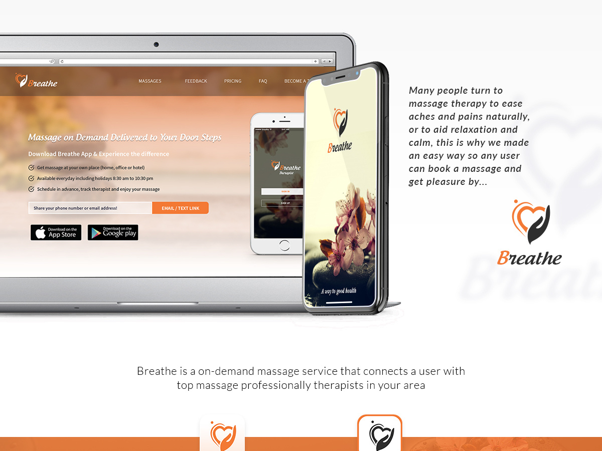 Breathe On demand massage therapy app by MobileCoderz Technologies on