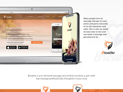 Breathe - On demand massage therapy app app design app development breathe design massage therapy app