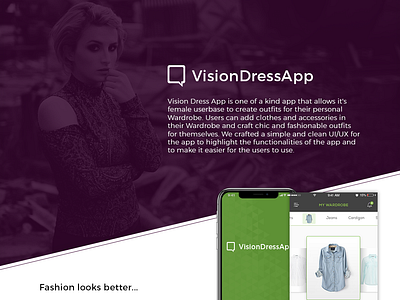 VisiondressApp - Fashion Looks Better app development design design concepts fashion fashion app uiux design visiondressapp