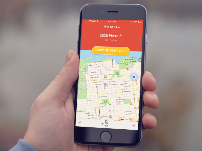 Find My Car find my car iphone park parked parking location map maps orange yellow