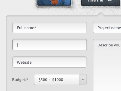 Hire me form button fields form gray grey hire hire me input