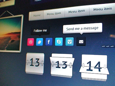UI Elements Part3 blue buttons calendar elements gray grey photo set social social buttons stitch stitching tooltip ui
