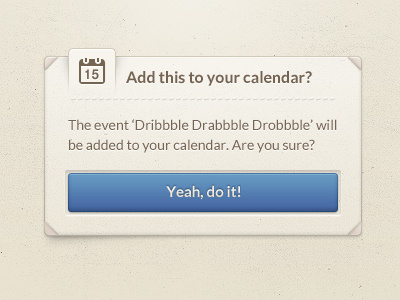 Yeah, do it! blue box brown button calendar depth shadow ui