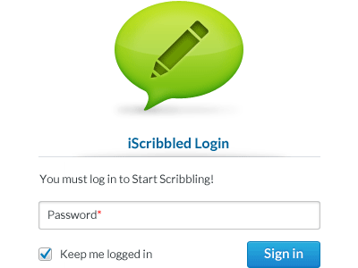 iScribbled Login button input field iscribbled log in login sign in