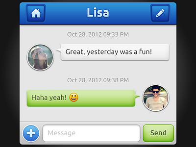 Chat iphone app app blue chat green iphone message messages ui