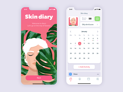 🌺 Skin Diary 🌺 2020 adobe illustrator app art branding design figma illustration mobile ui ux