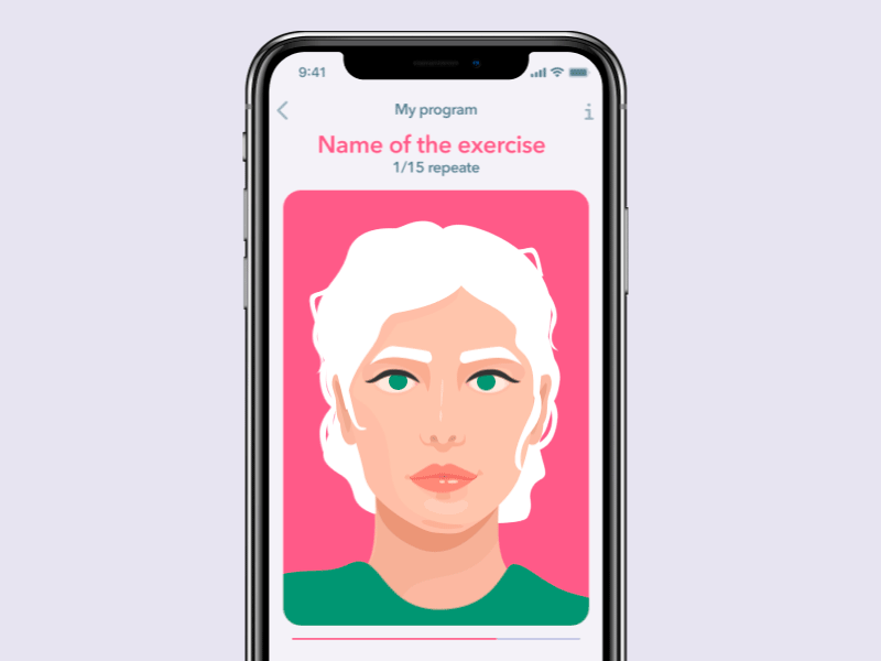 👀 Face exercise, mobile app 👀 after effects animation app artwork behance behance project cute face yoga funny illustration like mobile pretty simple ui woman