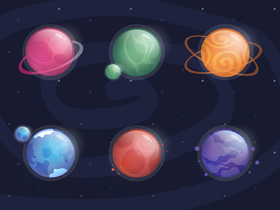🪐Planets 🪐 art artwork galaxy icon set illustration planets set shutterstock space typography vector