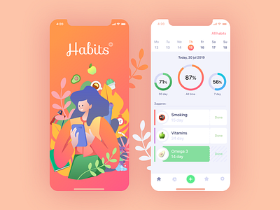 Habits app 🧡 app art artwork design icon illustration ios ui ux