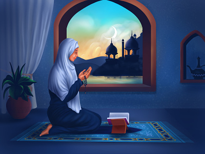 Girl Praying Namaz design digital art digital illustration dubai ebadat eid eid mubarak girl praying iftar illustration mosjid muslim muslim girl namaz quran ramadan ramdan read quran ui vector