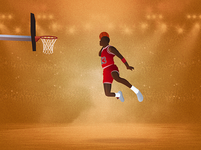 Michael Jordan Iconic Dunk Illustration 2d basketball basketball player character character illustration design illustration shot sports sports illustration texture texture illustration vector