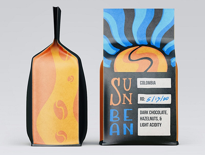 Sunbean Coffee Co. branding coffee illustration mockup packaging procreate