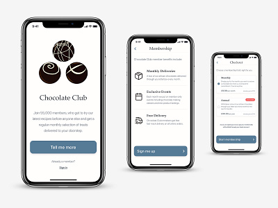 Chocolate Club Members App - Sign Up
