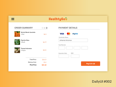 Daily UI 002 Credit Card Checkout Page - Web adobe xd checkout page daily 100 challenge dailyui website design