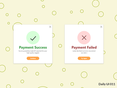 Daily UI 011 Flash Messages adobe xd daily 100 challenge dailyui fail state failed message modals popup success message success state user interface design