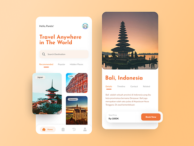 Travel App Concept dailyui engaging exciting mobile ui travel app traveli traveling traveling app warm