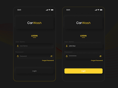 Carwash App app design login logo neumorphism ui ux