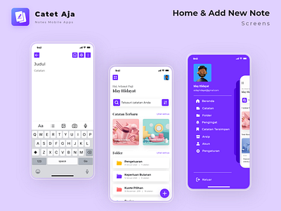Catet Aja | Mobile Notes App Exploration 1 app design clean ui mobile notes notes app soft ui ui desgin ui design uiux ux design