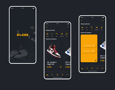 Kicks - Sneakers Dark UI Neumorphism app design design ecommerce ecommerce design interaction design mobile mobile design mobile ui neumorphic neumorphism shoes skeuomorphic sneakers ui ui design uidesigner uiux user experience ux design web design