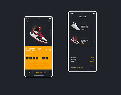 Kicks - Sneakers App Dark UI Neumorphism android app design dark ui ecommerce ios iphone x mobile shoes sneakers soft ui ui ui design uiux ux ux design
