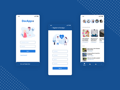 Doctor App Concept - Stories, Appointments, Patients adobe xd app app ui appointments articles blog calendar chat design doctor navigation menu patients prototype stories ui ux