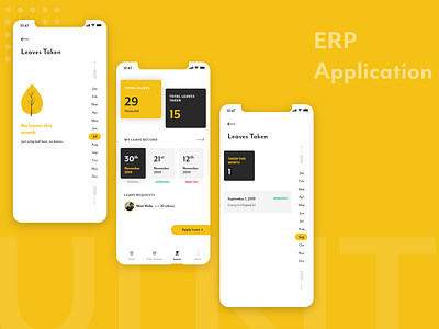 UI KIT #1 - ERP Application - Leaves Module adobe xd app black and yellow erp holidays leaves prototyping ui ui kit ux