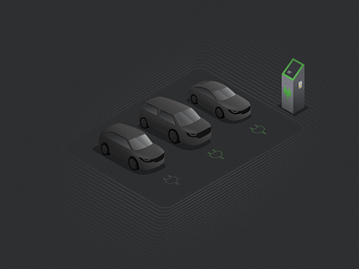 Wireless charging cars 3d car concept charger charging station electric charging figma green grey illustration loop vector wireless charger