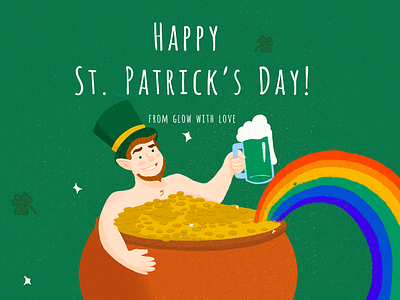 Happy St. Patrick’s Day! beer funny gold green green beer happy holiday illustration leprechaun lucky procreate rainbow