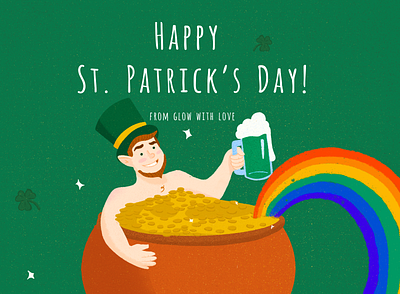 Happy St. Patrick’s Day! beer funny gold green green beer happy holiday illustration leprechaun lucky procreate rainbow