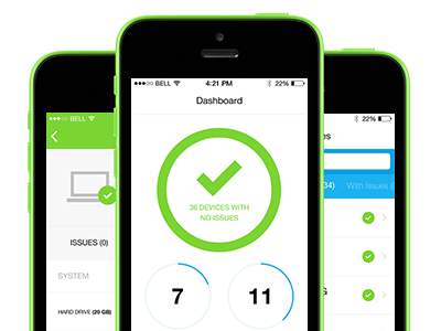 iOS Security Manager app checkmark dashboard green interface ios iphone mobile pie chart ui